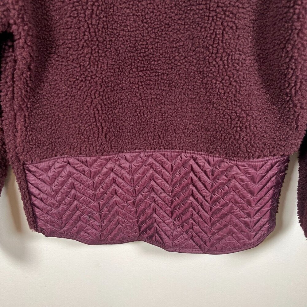Athleta Cozy Sherpa Snap Sweatshirt Size XS Burgundy Fleece Comfy Travel Active - Picture 9 of 11